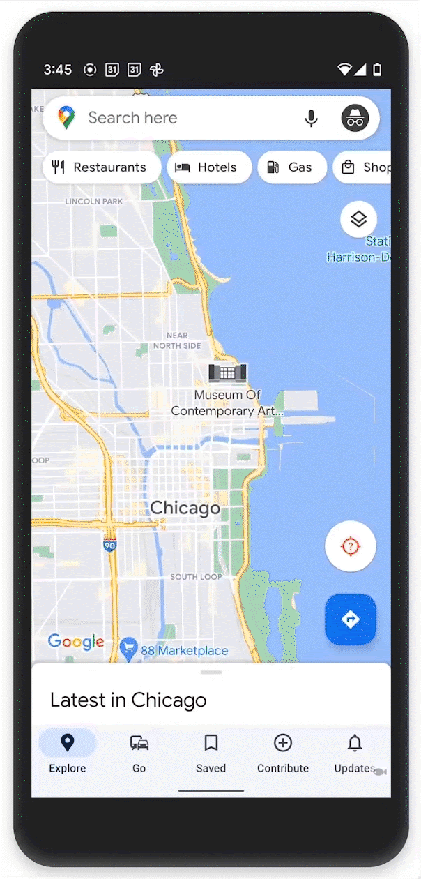 GIF of Area Busyness feature on Google Maps