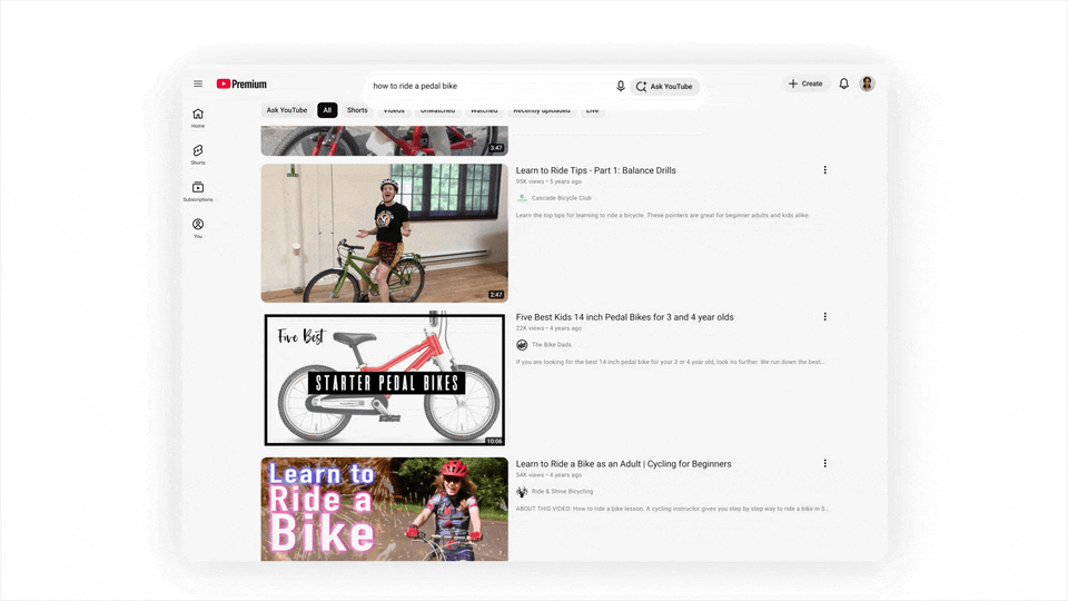Ask YouTube interface.