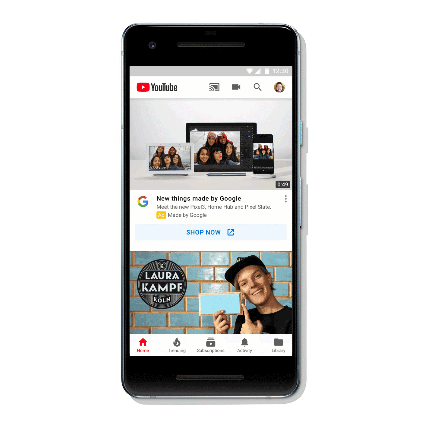 Youtube Ads:  TrueView Home feed