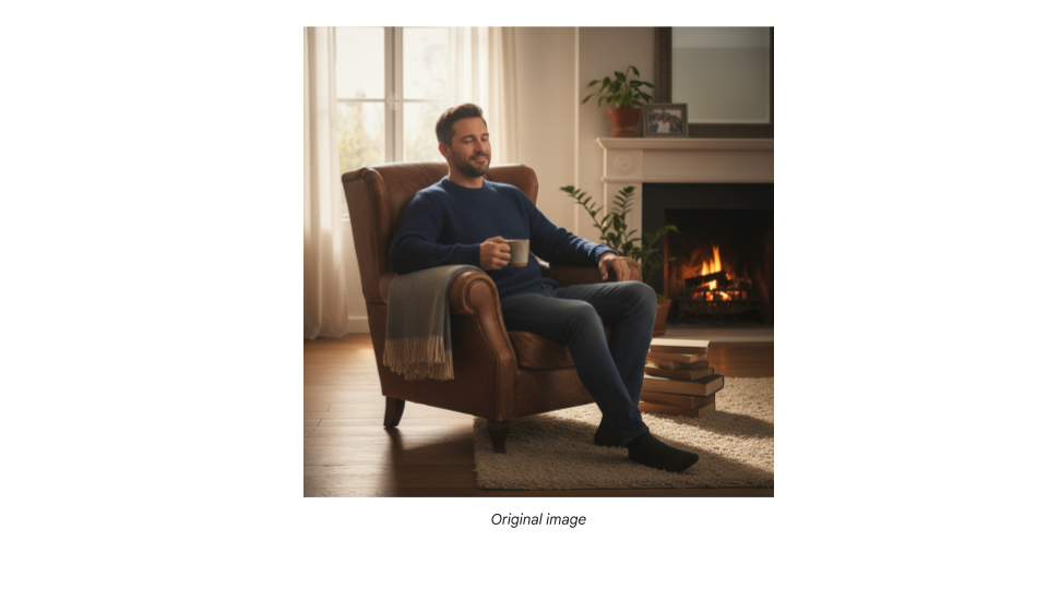 Ein Mann im blauen Pullover