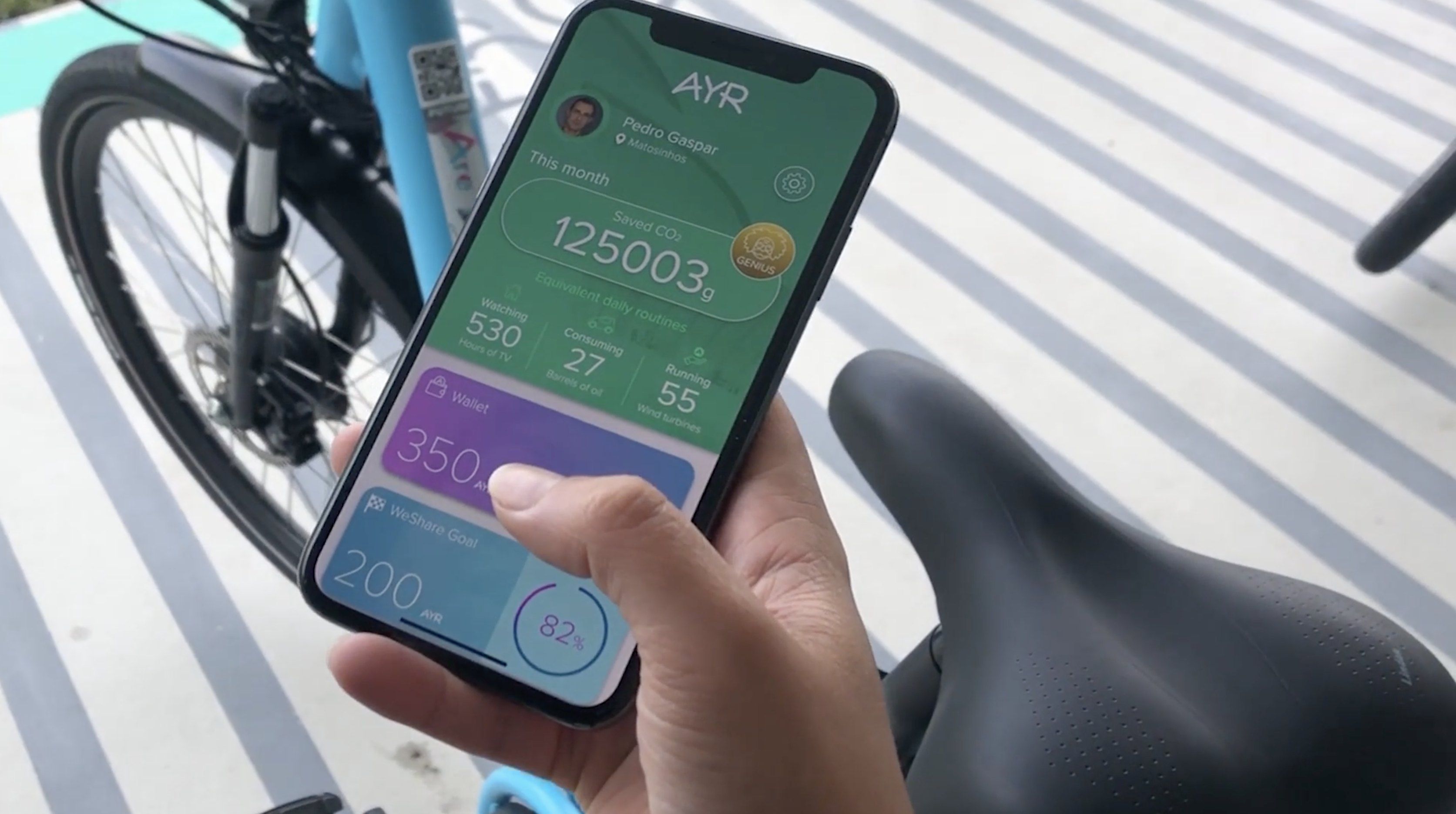 Image of a phone with app open.