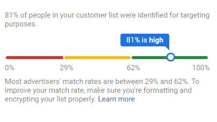New “match rate” interface for Customer Match