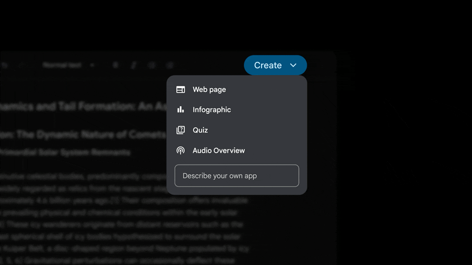 An image that shows the Canvas feature on Gemini where you can listen to an audio conversation of an uploaded text.