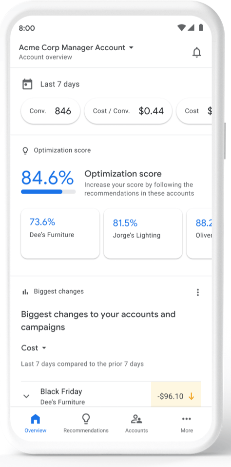 Google Search Ads: Changing Nav Tabs