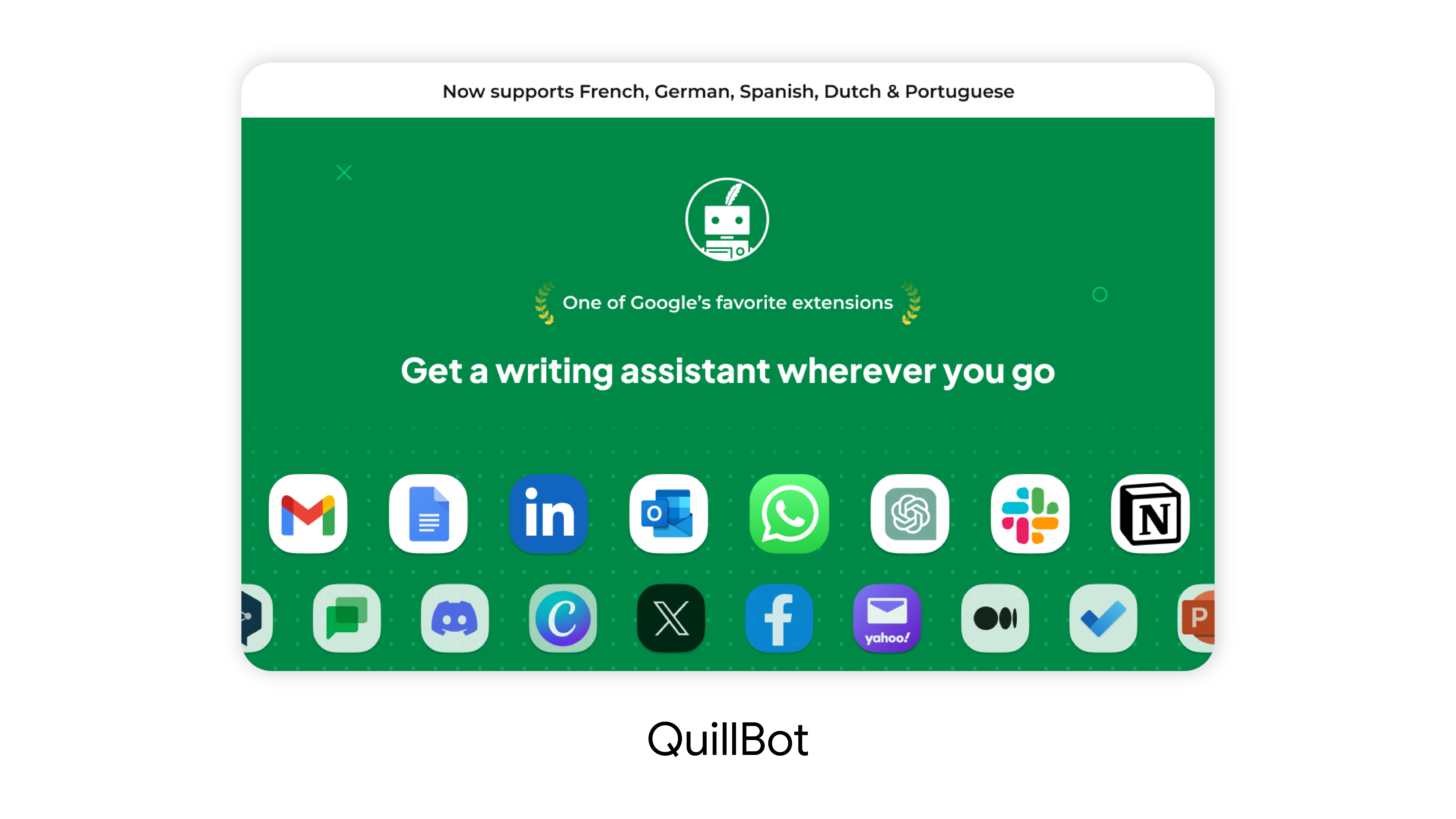 Image showing the apps and sites that its AI writing capabilities can be used on.