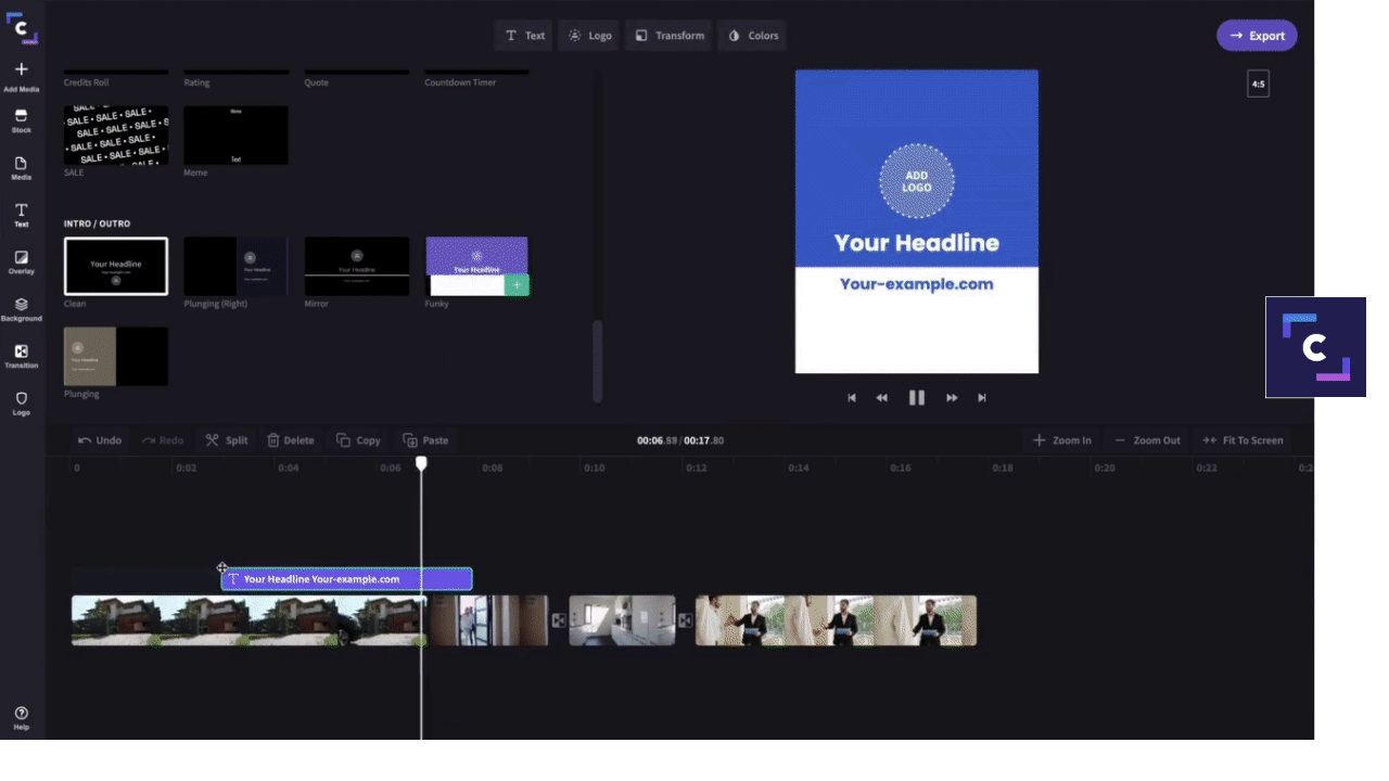 Edit videos, create custom frames and add audio on a timeline with Clipchamp.