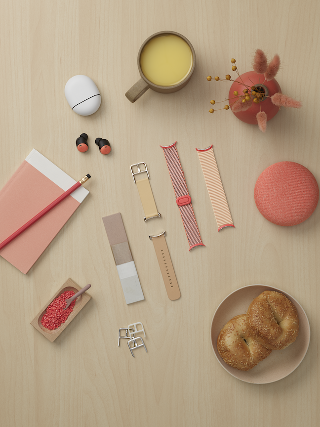 An overhead shot of watch bands in the process of being designed