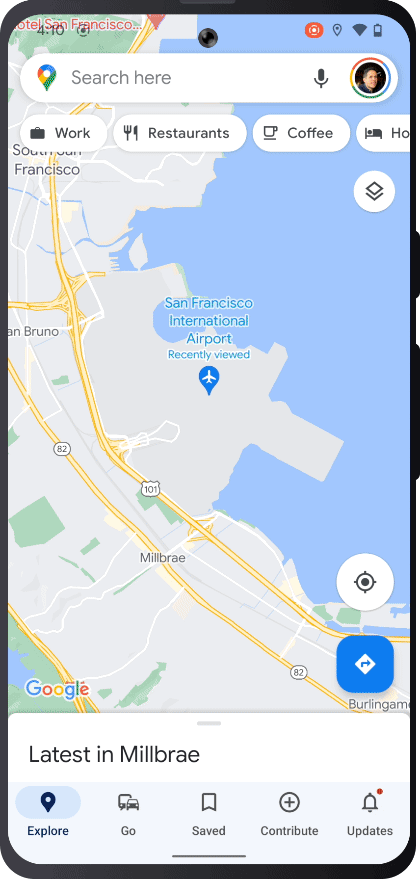 GIF of the Directory tab on Google Maps