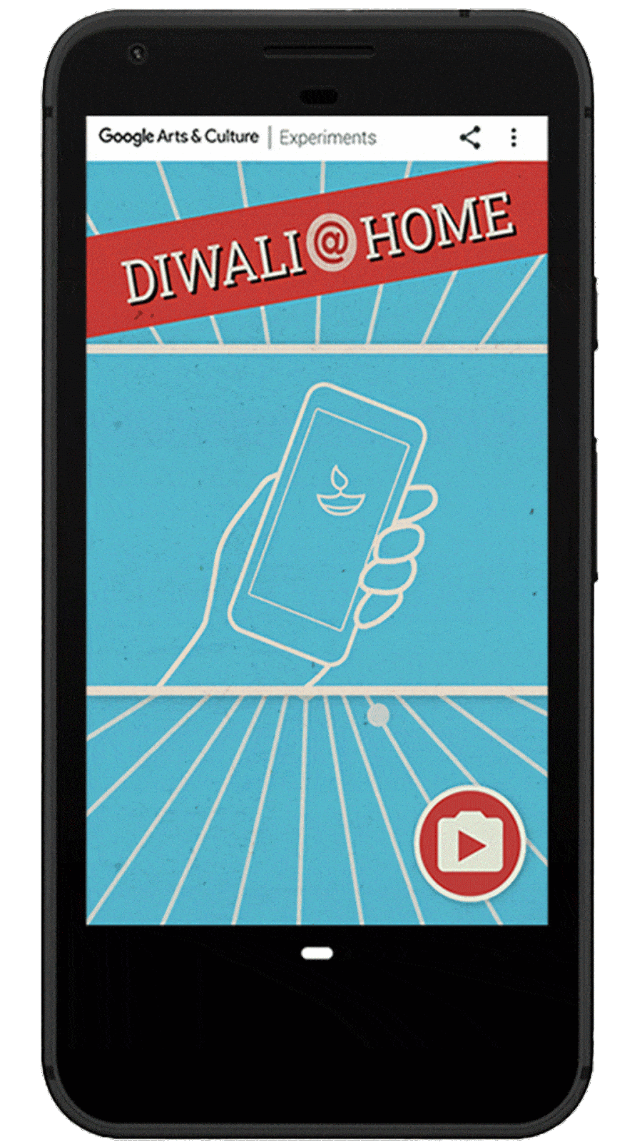 GIF showing augmented reality firecrackers for Diwali, on a smartphone