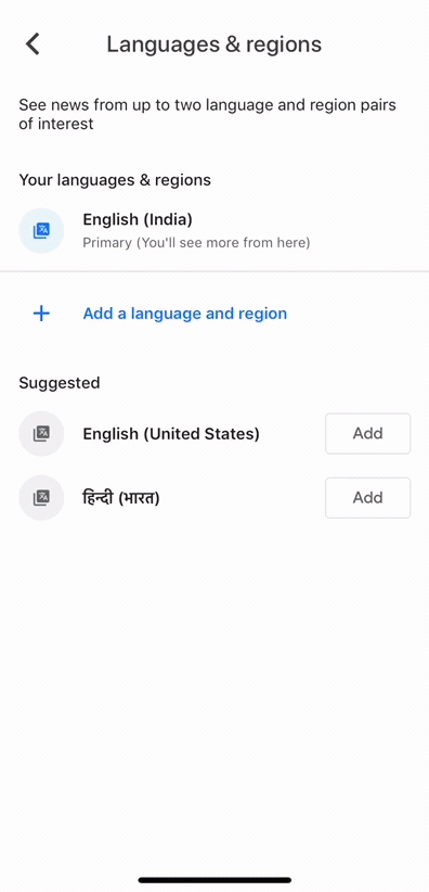 Google News app in multiple languages