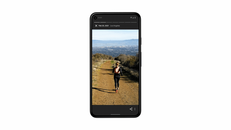 Animated GIF showing the Memory Control feature being applied to a photo of a person running.