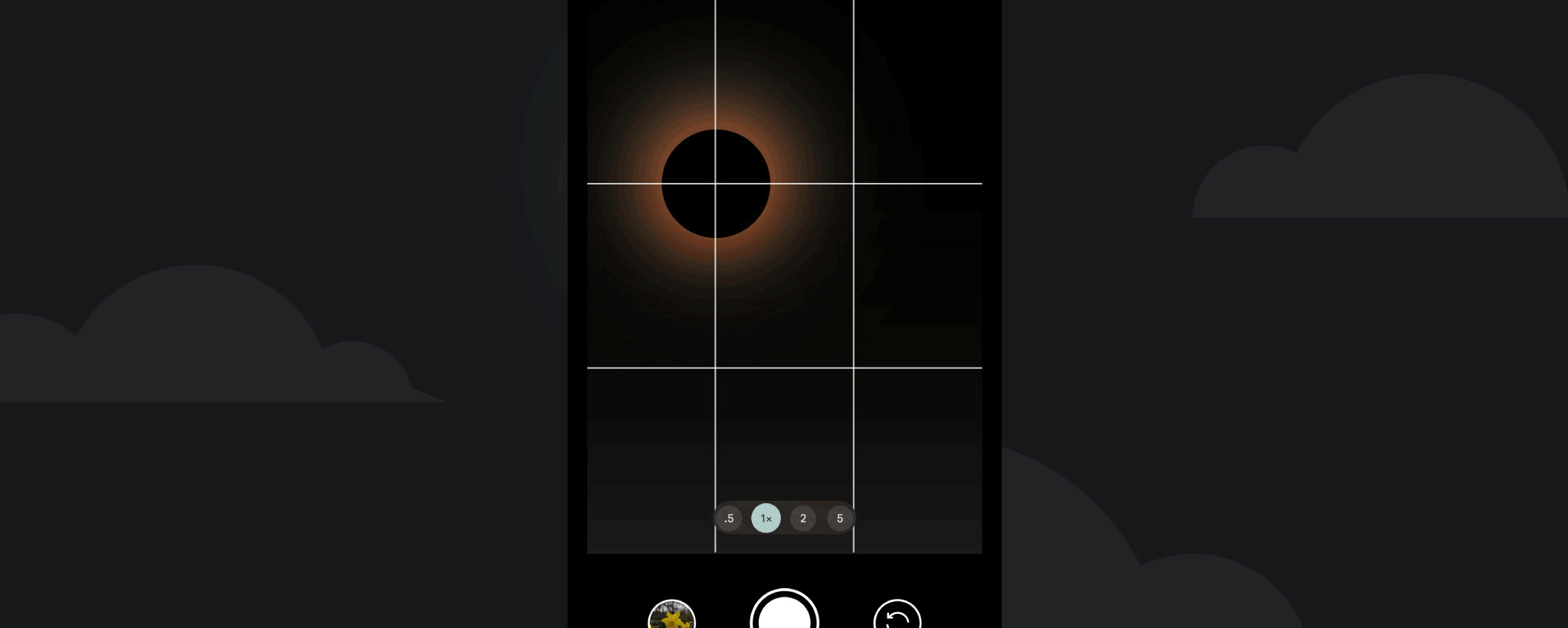 An illustrated GIF of the Pixel camera grid function in action.