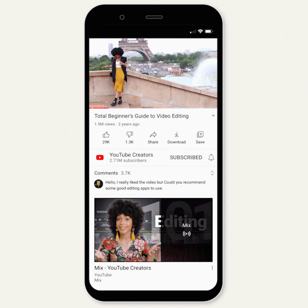 YouTube - gesture full screen