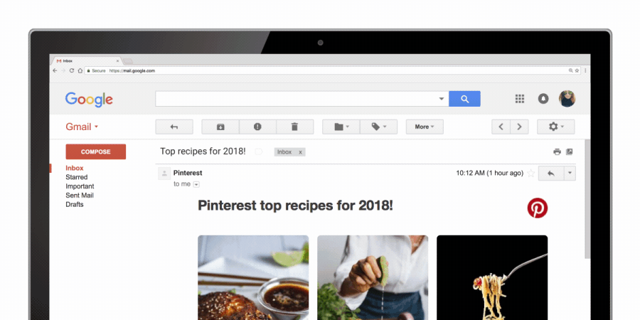 Gmail AMP Pinterest