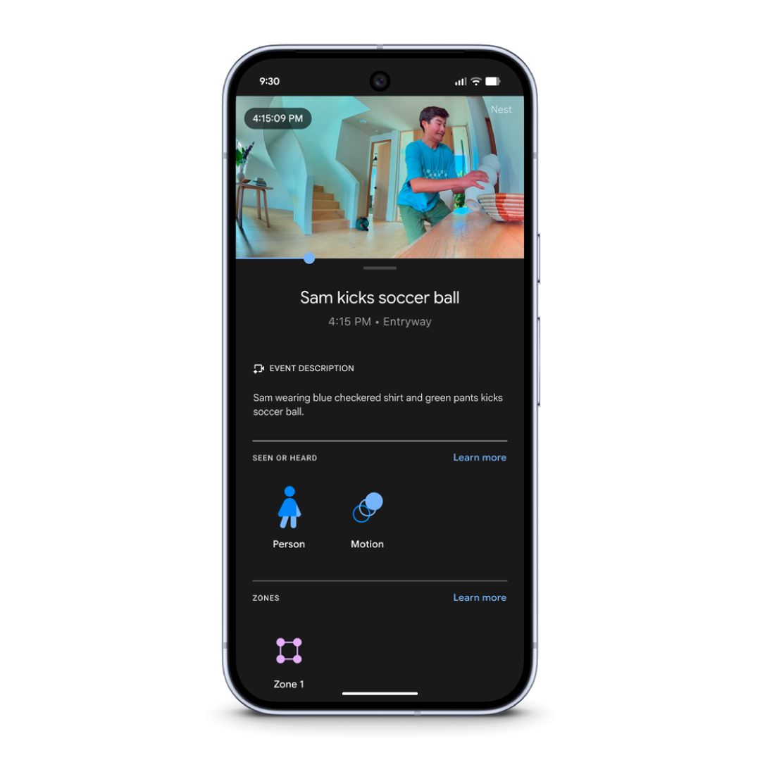 AI Descriptions from Nest Cam video history