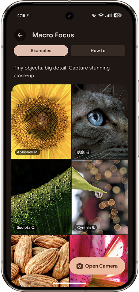 Image carousel showing education hub in the Pixel Camera