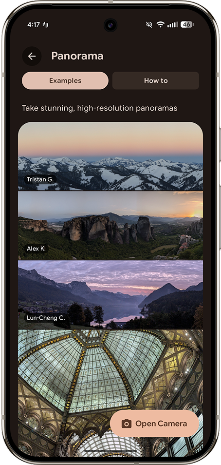 Image carousel showing education hub in the Pixel Camera