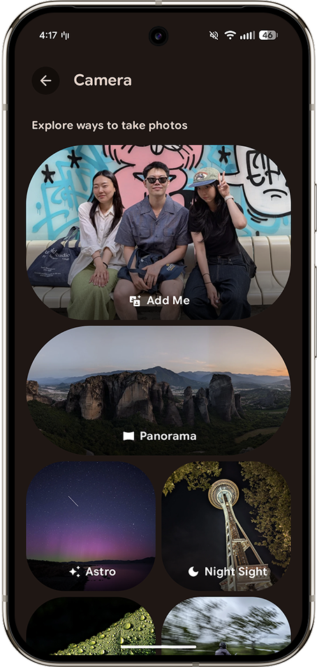 Image carousel showing education hub in the Pixel Camera