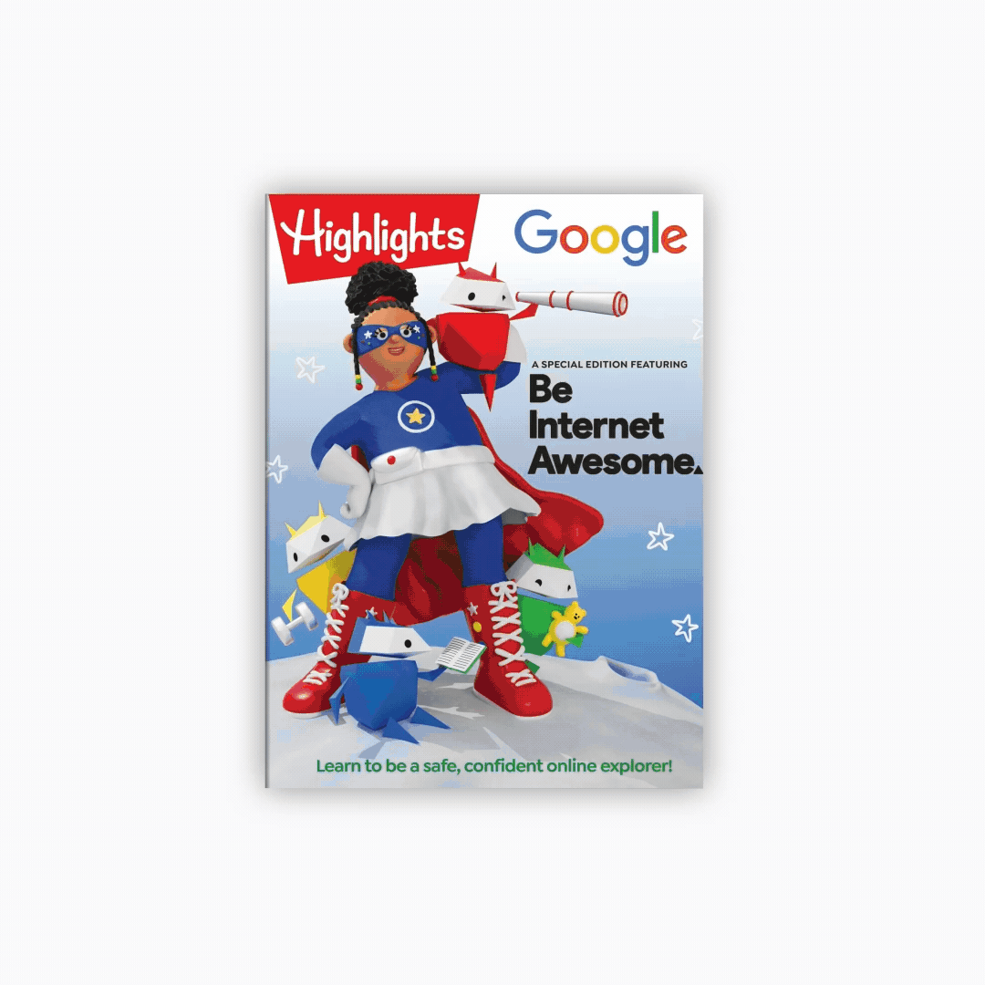 a GIF showing the "Be Internet Awesome" edition of Highlights Magazine