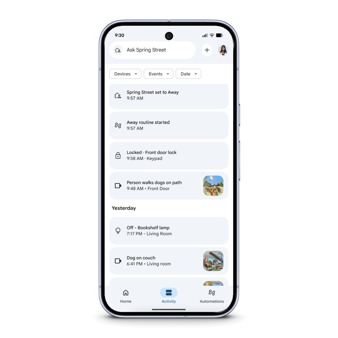 New Google Home App Activity Tab