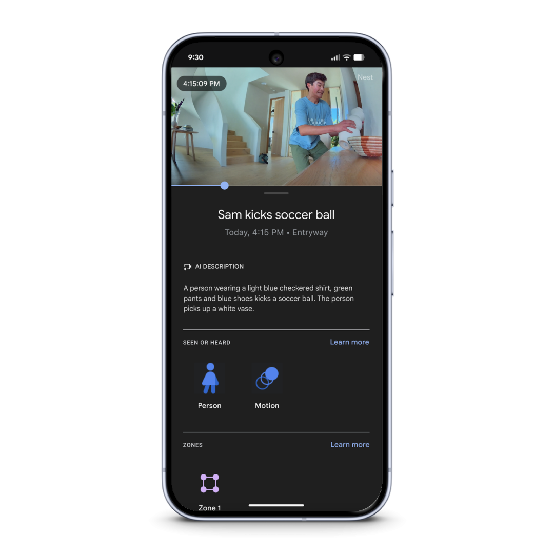 AI Descriptions from Nest Cam video history