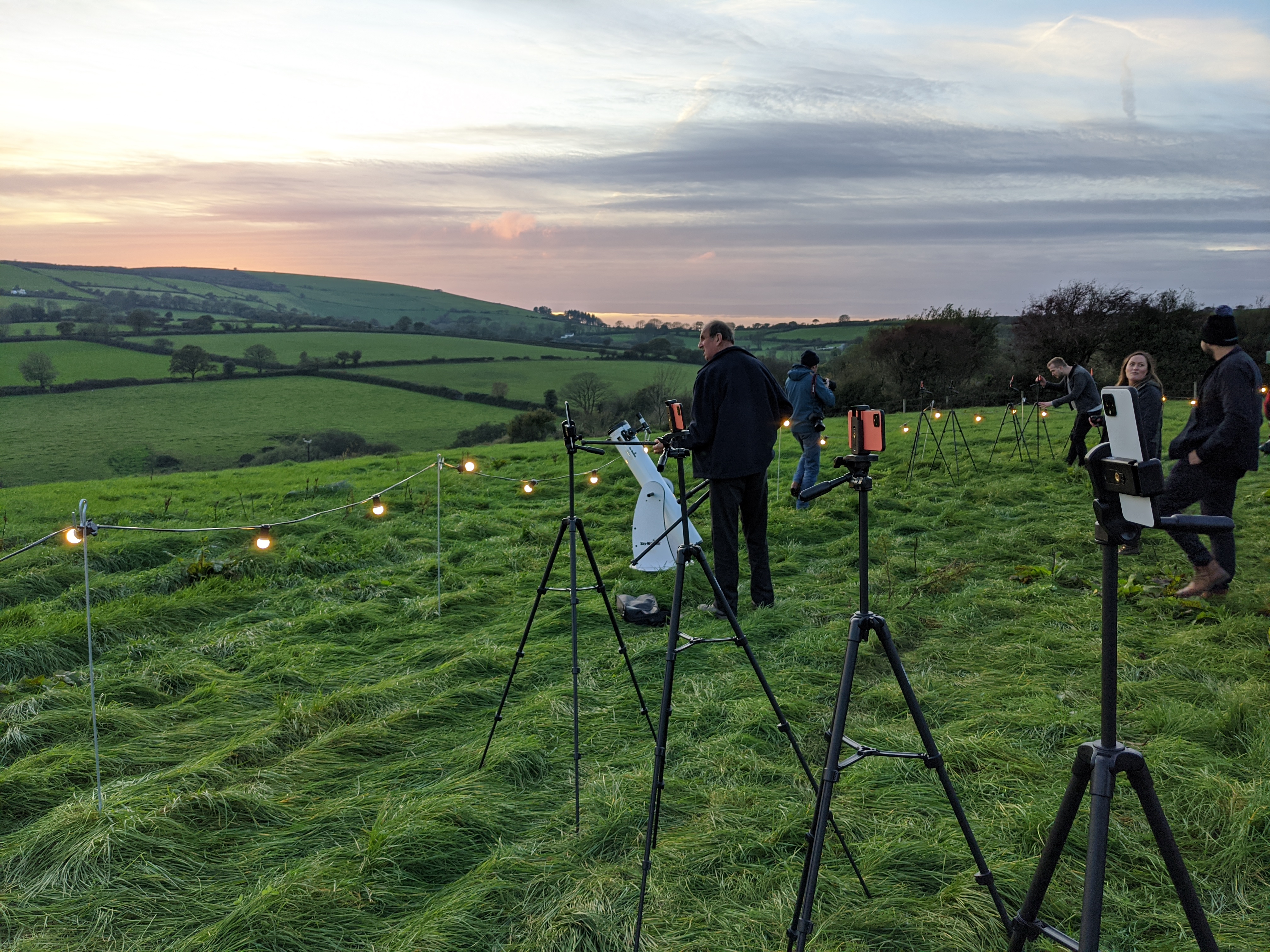 Pixel 4 set up at sunset