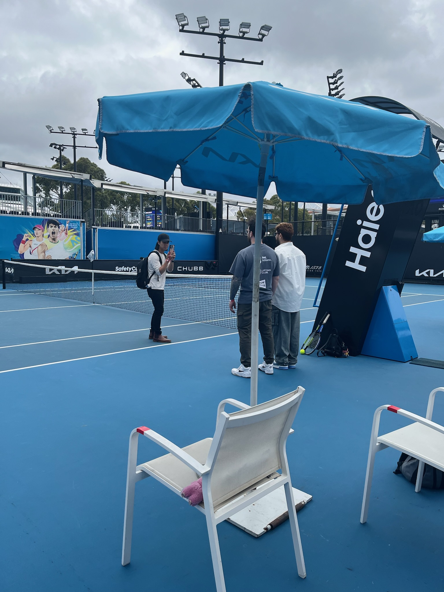 David Tran of GuitarZero2Hero helping Nick of Nick & Carrie and Bryce Haggett (Lyanna Kea’s Digital Content Producer) capture content on Court 11