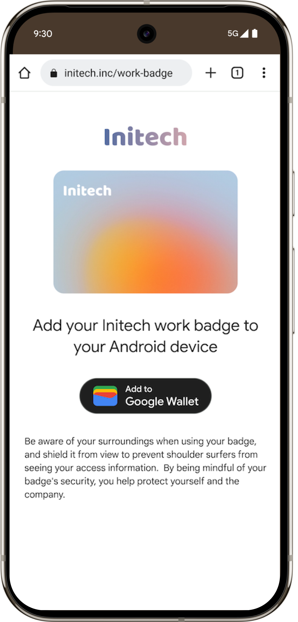 Corporate Badge in Google Wallet UI
