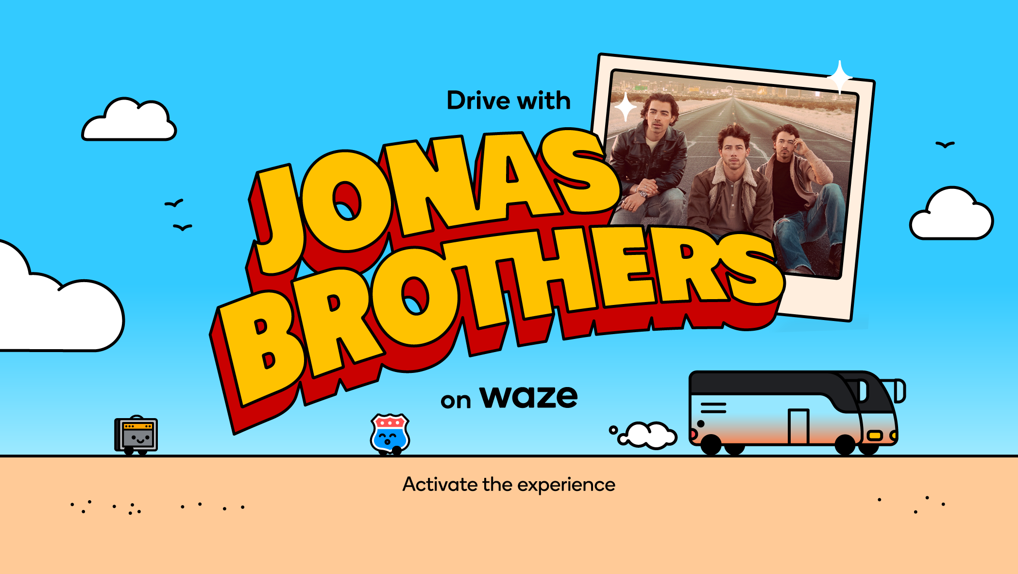 Join the Jonas Brothers on the road with Waze