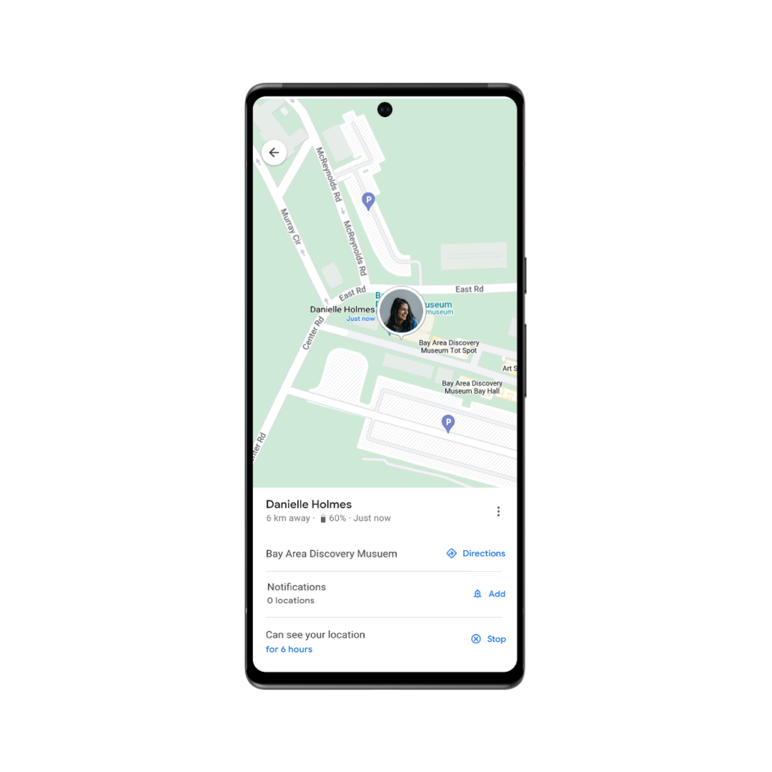 GIF of Location Sharing notifications UI