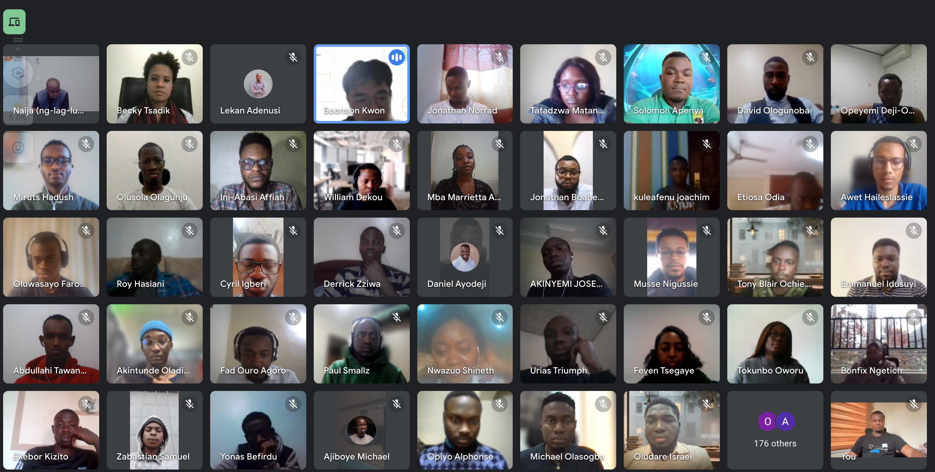 Google Meet screenshot of Machine Learning Bootcamp Africa kickoff meeting in August 2022