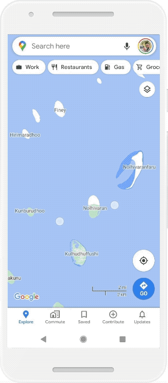 One person has added connected photos from the Maldives. You can see connected photos on Google Maps on desktop or on the app