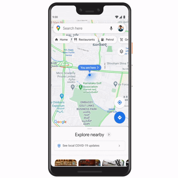 GIF if phone showing Google Maps language picker