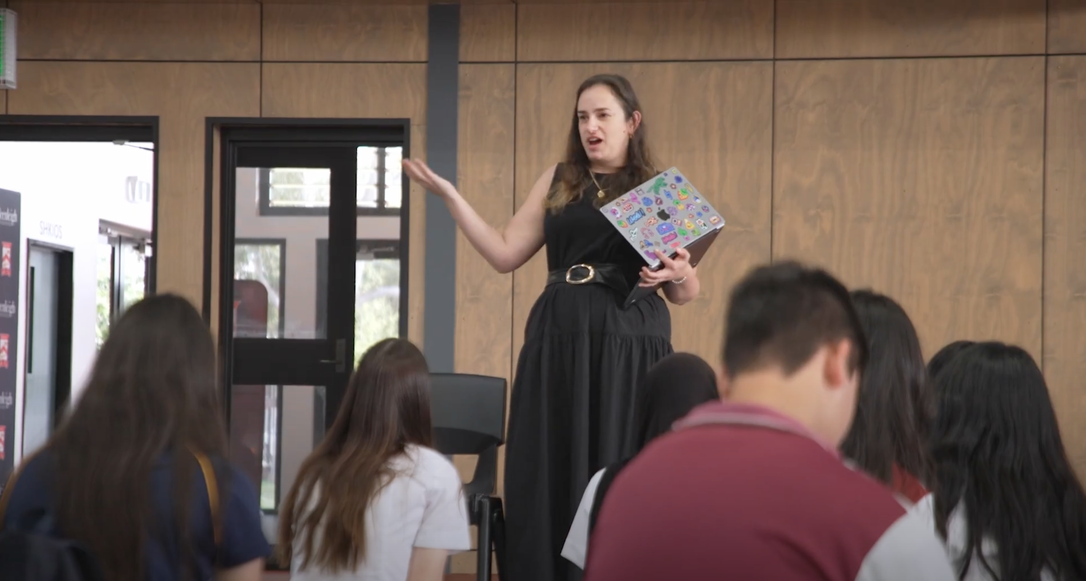 Marie Efstathiou discusses STEM career paths with students