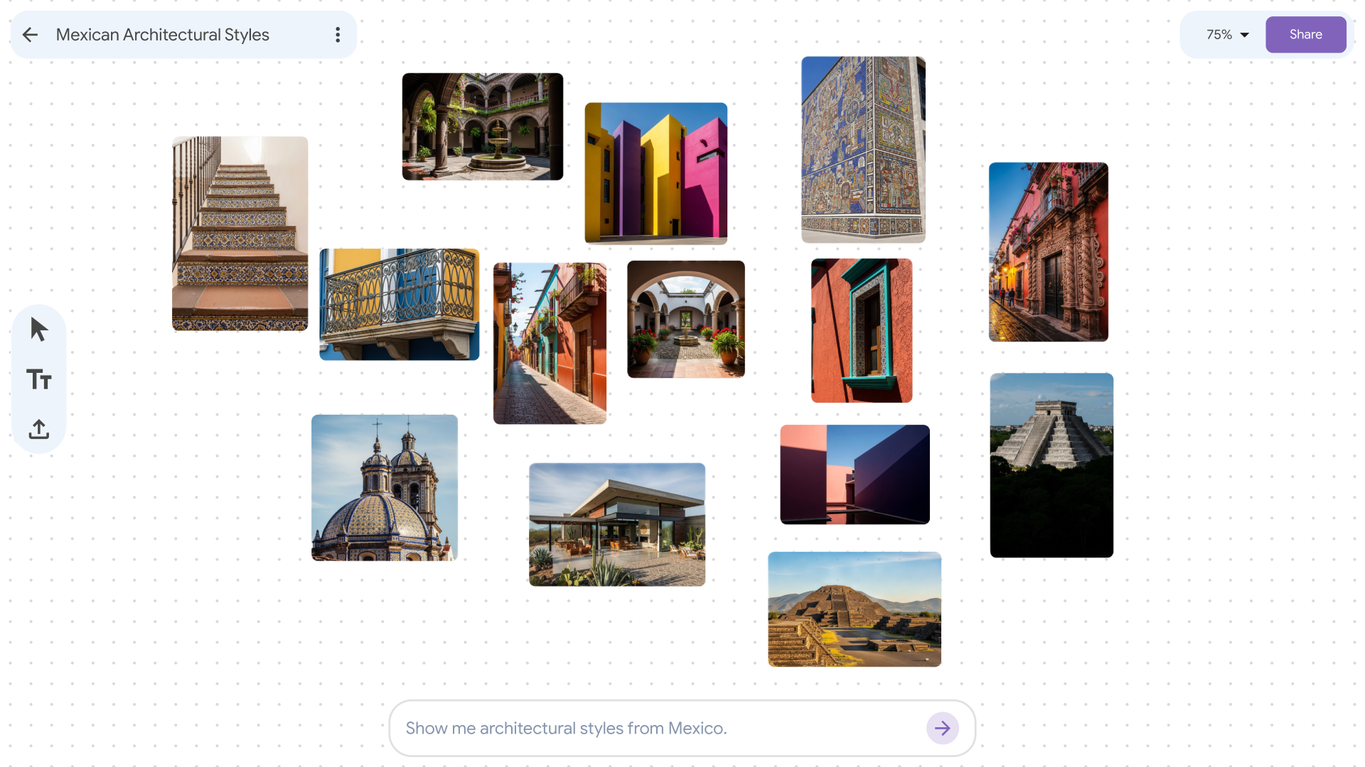 Mixboard of architecture styles in Mexico