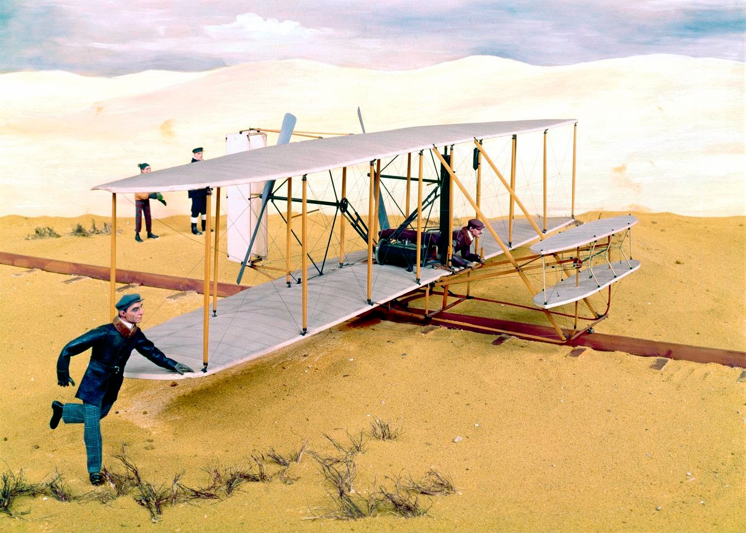 Early airplane preparing for first flight attempt