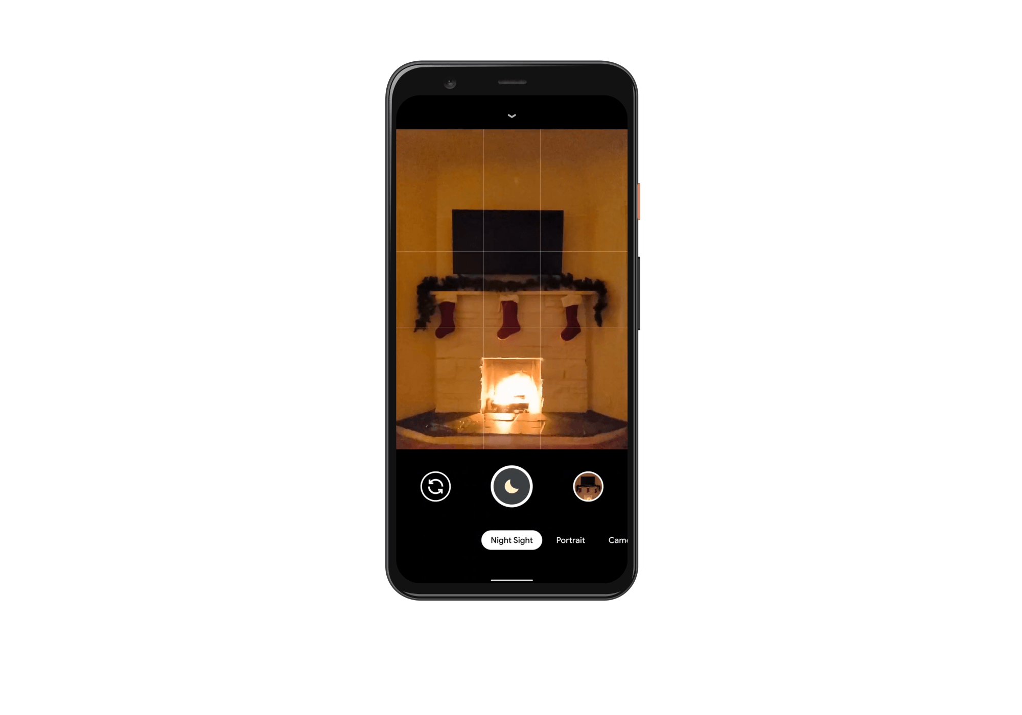 Phone UI displaying night sight functionality