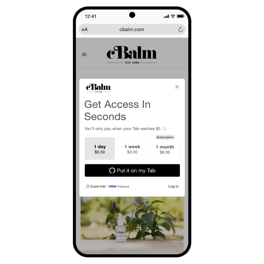 Offerwall pictured with multiple options, including a Custom Choice subscription, Micropayments with Supertab integration and Interest Survey.