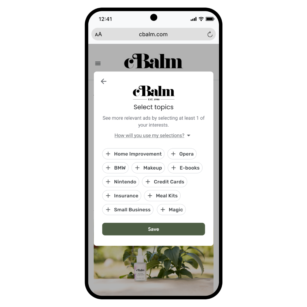 Offerwall pictured with multiple options, including a Custom Choice subscription, Micropayments with Supertab integration and Interest Survey.