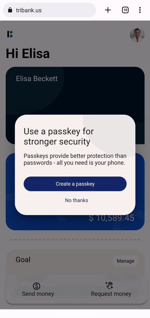 An illustration of a passkey on a smartphone