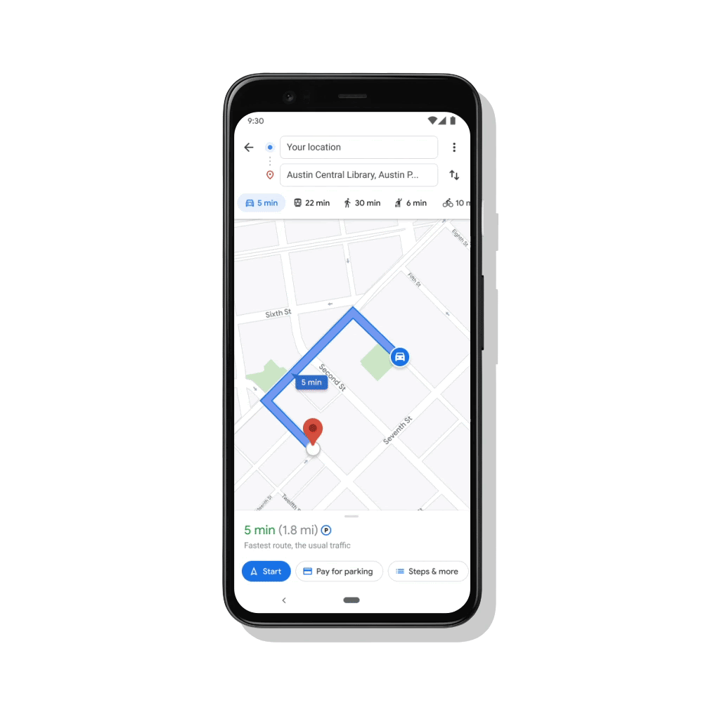 google maps parking