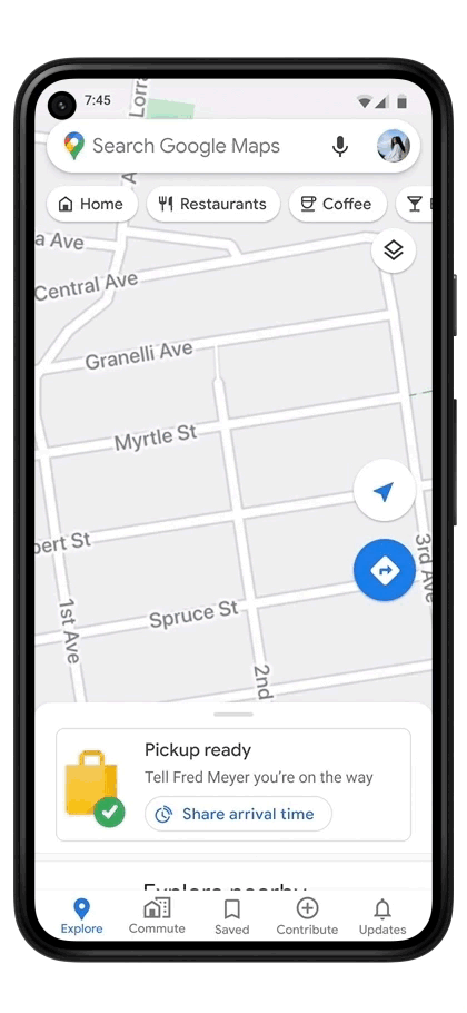 GIF of pickup with Google Maps