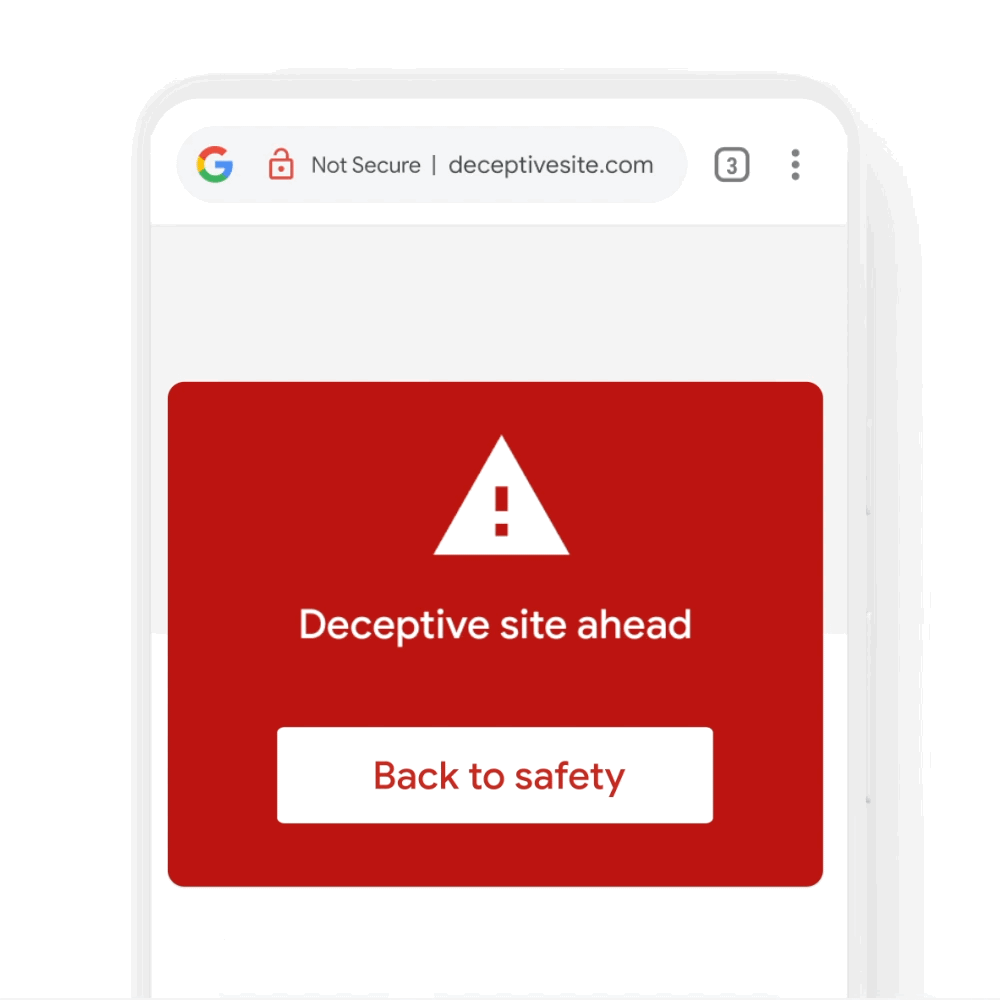 screenshot of a deceptive website warning