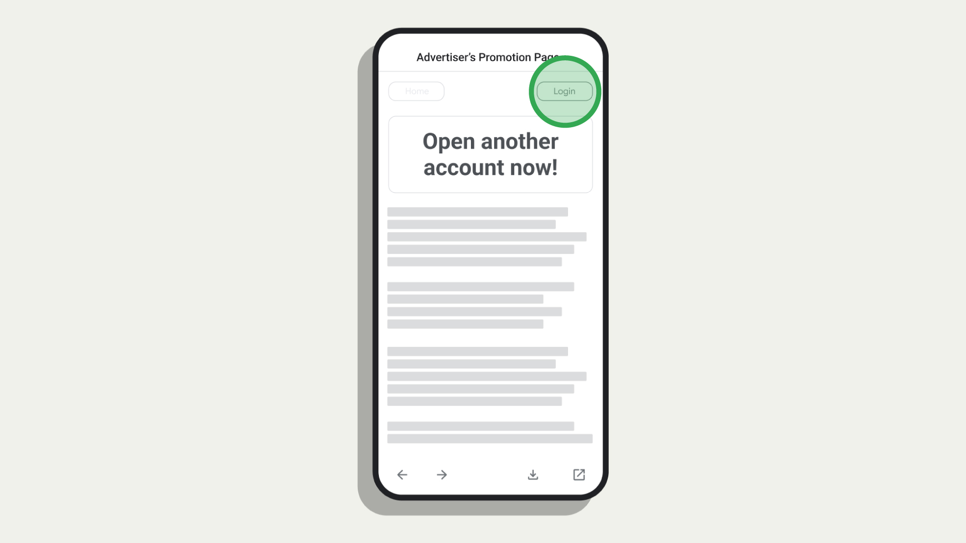 Mobile landing page that takes user to a promotion