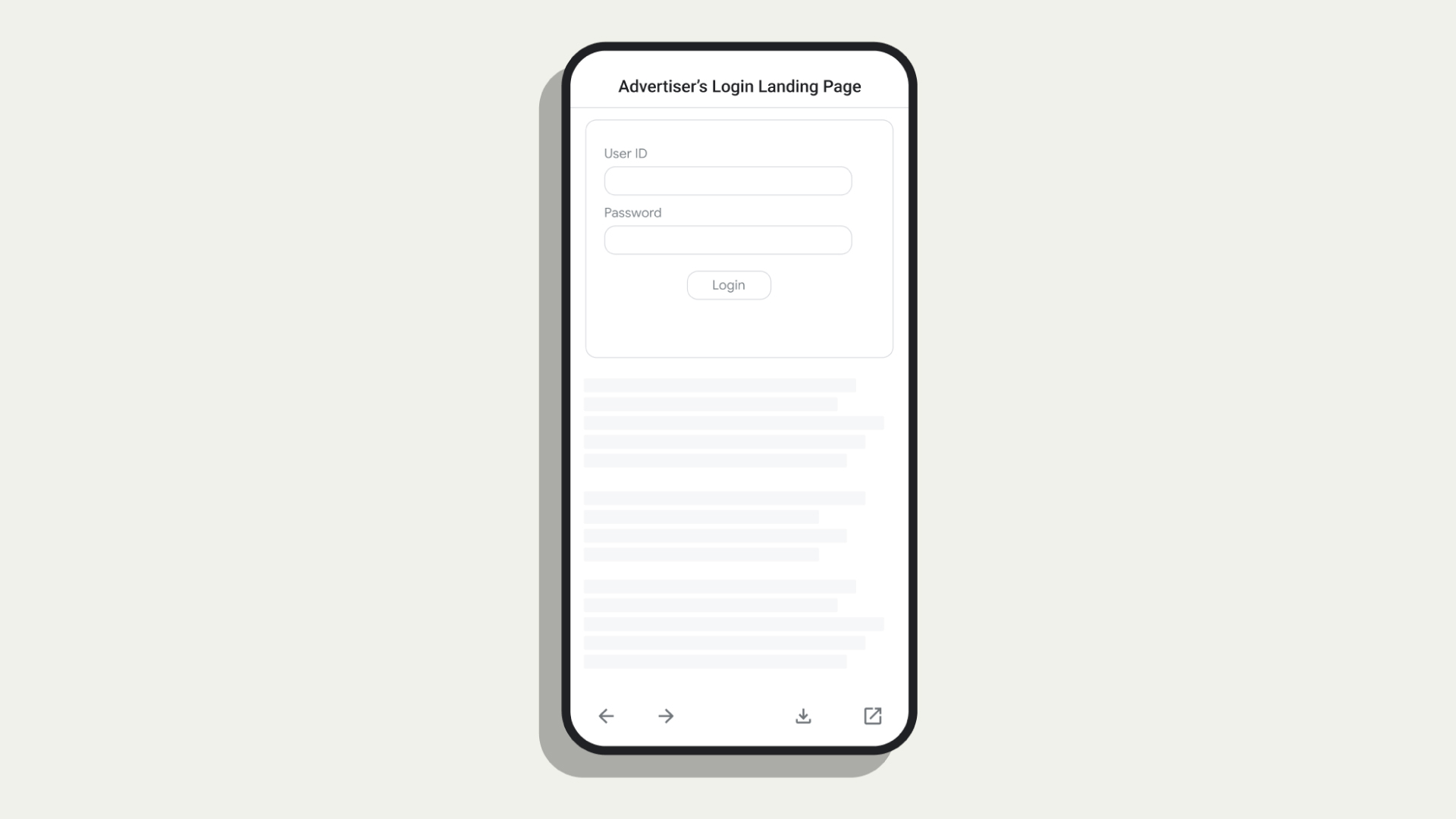 Mobile landing page where user easily navigated to another part of the website