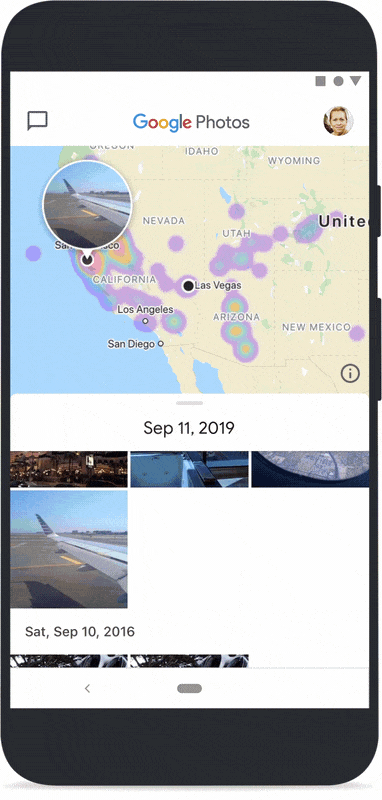 Vista del Mapa Google Fotos