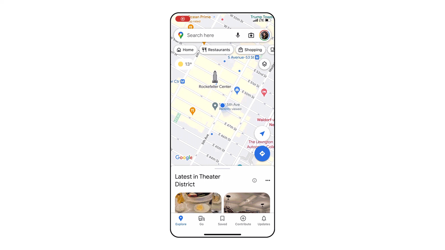 a GIF of Search with Live View showing nearby stores