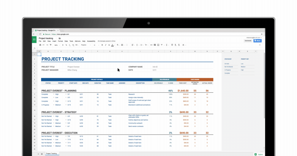 Google excel