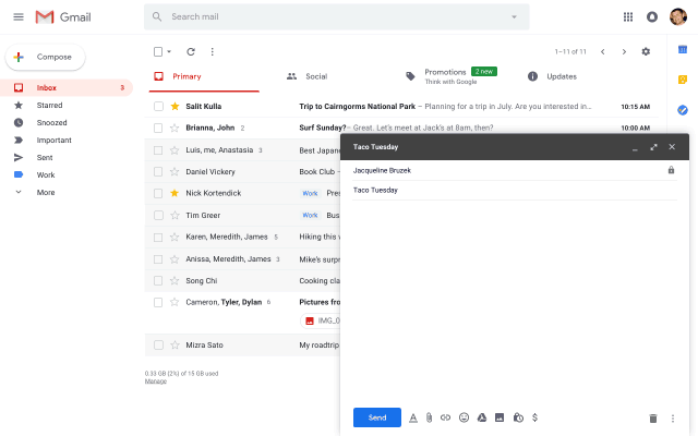 La funzionalità Smart Compose di Gmail, basata sull'intelligenza artificiale, che rende rapida e automatica la composizione dei messaggi