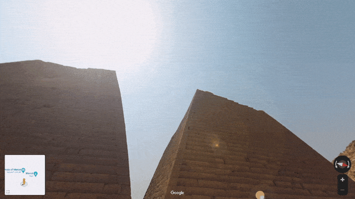 A user pans along the outline of a pyramid in Street View